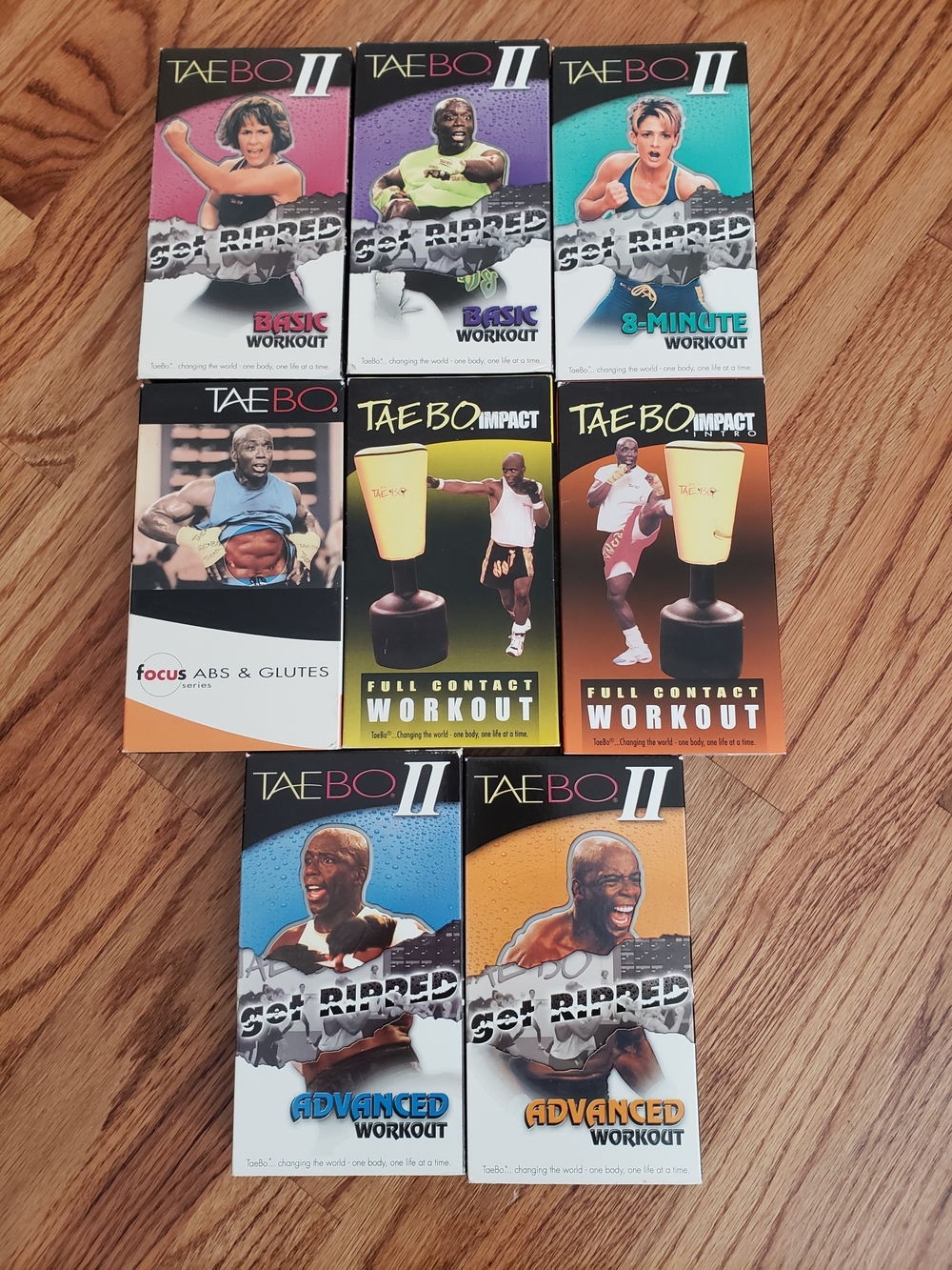 Vtg (8) Tae Bo workout VHS Bundle- Get Ripped Series, Abs & Glutes, Impact Set